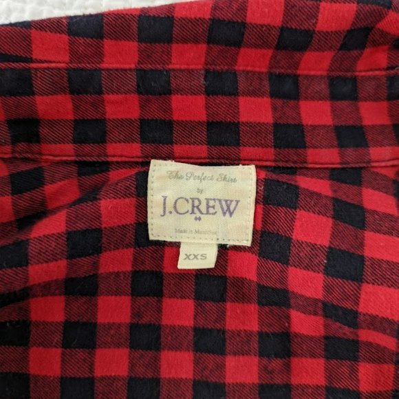 J. Crew The Perfect Shirt Red Black Plaid Flannel - Size XXS - Picture 5 of 9